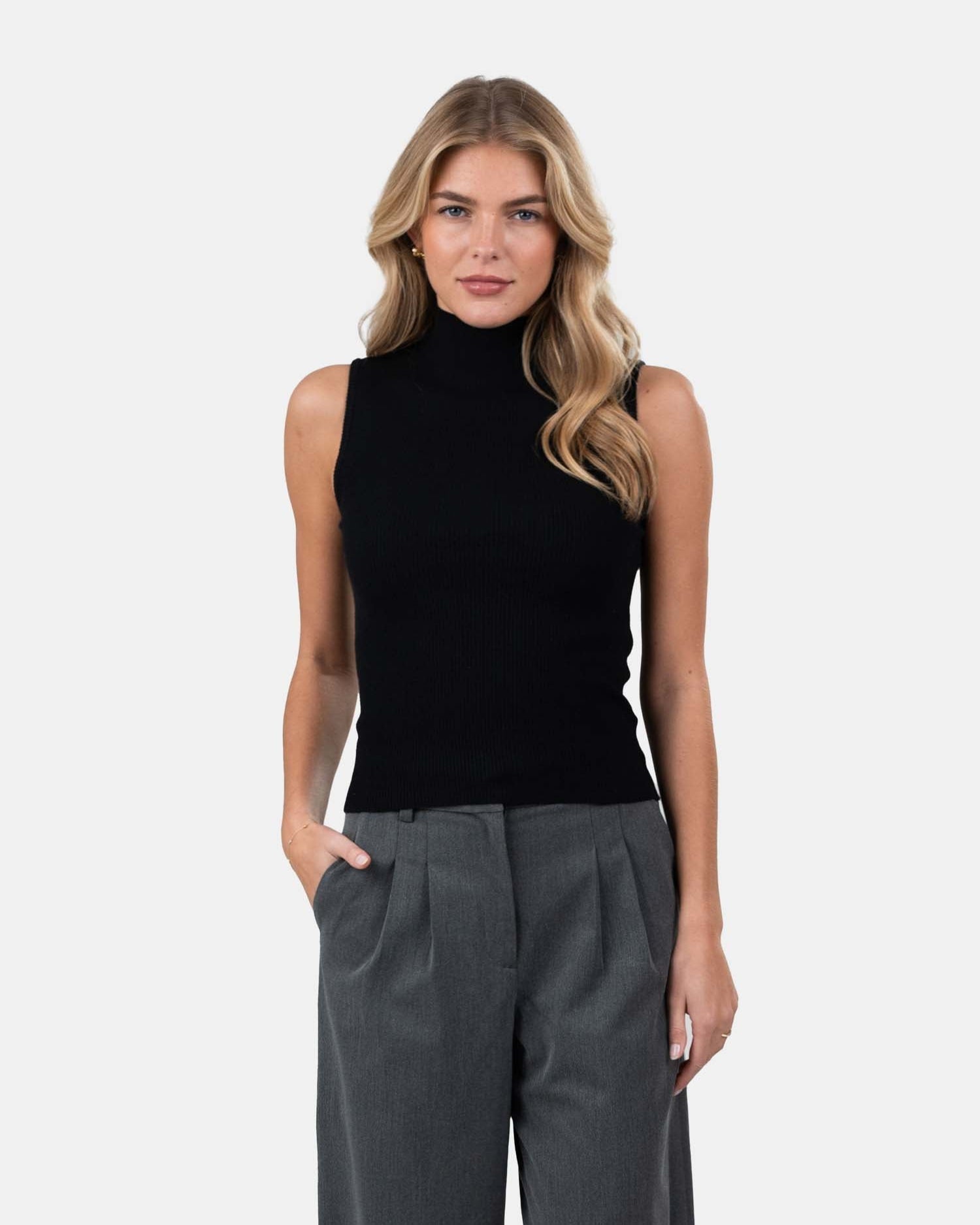 Highneck knitted Top Sort | Skagen - clothing.dk